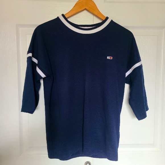 TOMMY HILFIGER Navy Blue 3/4 Sleeve T-Shirt - Picture 1 of 7